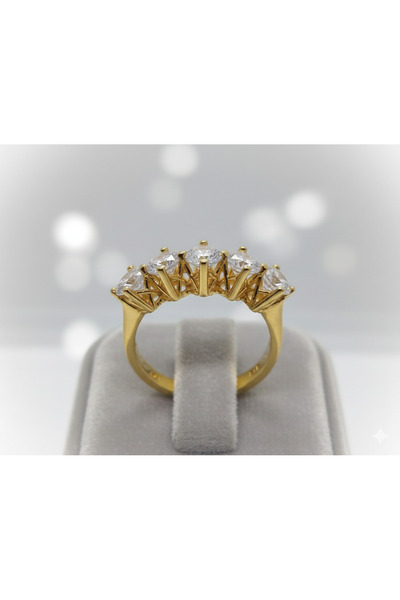 Sevil Gümüş Beş Taş 925 Ayar Gümüş Yüzük Sevgililer Gününe Özel