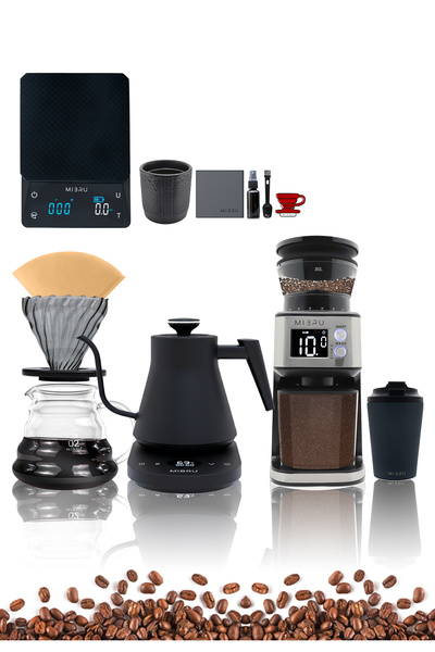 MIBRU مجموعة ماكينة قهوة V60 مكونة من 12 قطعة، مجموعة قهوة كاملة بالتنقيط مع ...