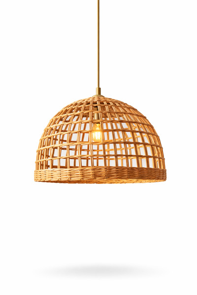 Joujou El Yapımı Rustik Rattan Avize SOHO 40x35cm | Doğal Kök Boya Vernikli İ...