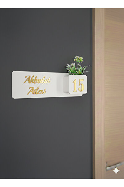 Amorf Design Çiçeklikli Kapı Numarası Ev Hediyesi Otel Site Ev Kapı Süsü