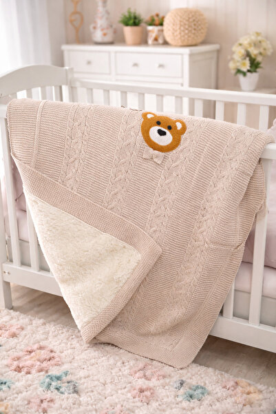 a baby بطانية أطفال مبطنة صوف خروف محبوك