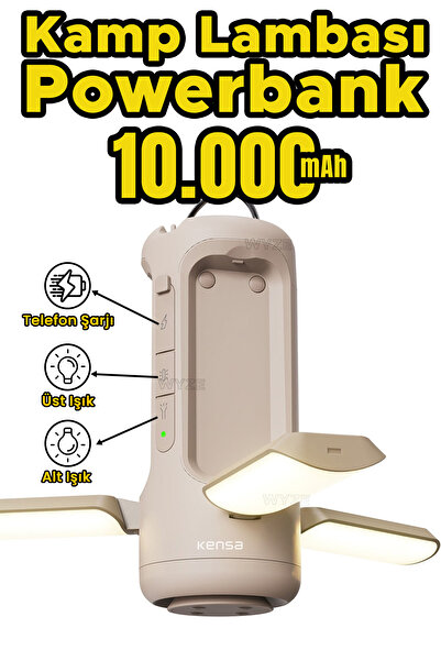 Wyze 10.000 Mah Kapasiteli Powerbank Ayırca Kamp Lambası Işıldak Fener 4 Fark...