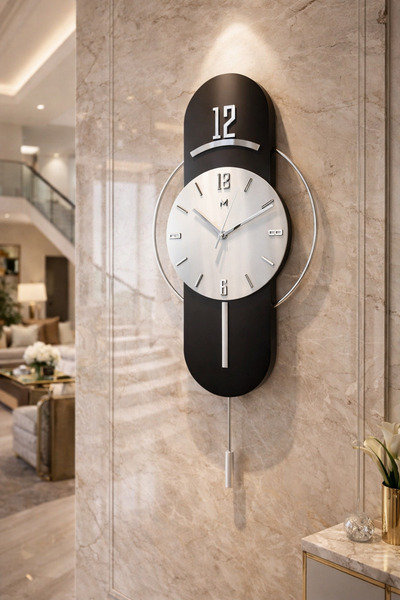 MetaQuartz Aksesuar Antrasit-gümüş Milano Time Modern Dekoratif Metal Camlı D...