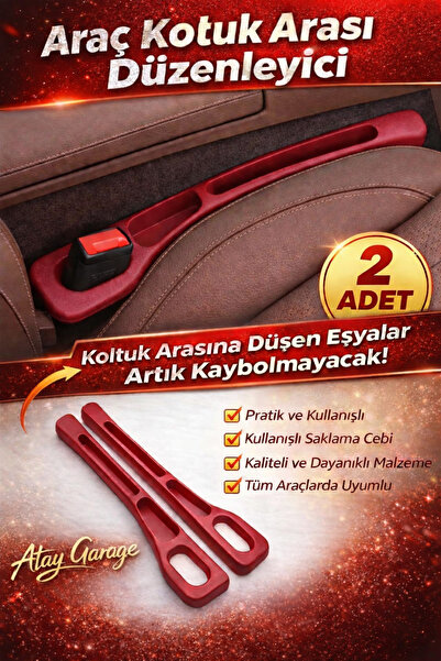 Atay Garage منظم بين مقاعد السيارة، قطعتان باللون الأحمر