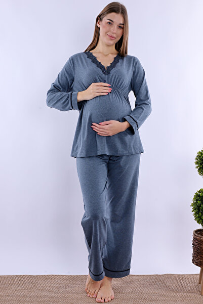 ByLohusa Pamuk komad pidžame za trudnice i posle porođaja sa detaljima za doj...