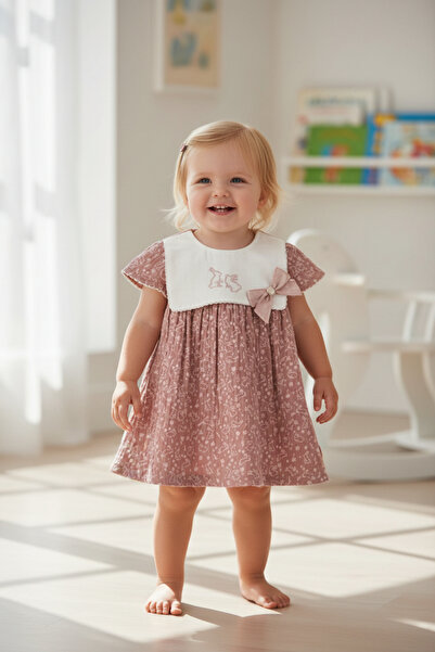 Babydola فستان أطفال من الموسلين بسحاب خلفي