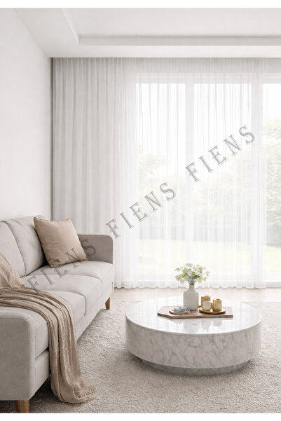 FİENS Mat İpek Soft Bambu Şantuklu Gramajlı 1/3 Sık Pile Tül Perde Ütü İsteme...