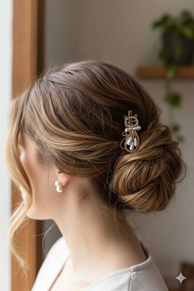 MAKSESUAR Kadın Tekli Kedi Figürlü Pens Toka