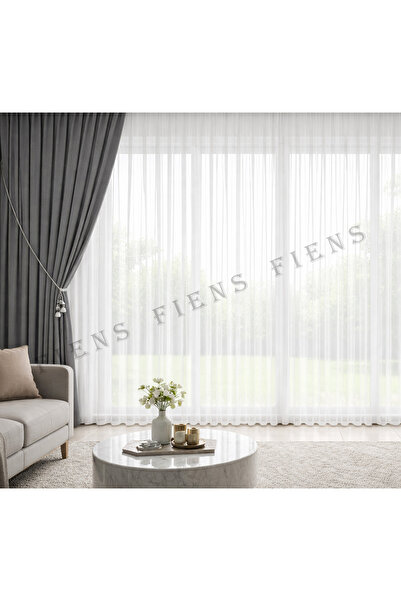 FİENS Mat İpek Soft Bambu Şantuklu Gramajlı 1/3 Sık Pile Tül Perde Ütü İstemez Modern Her Odaya Uygun