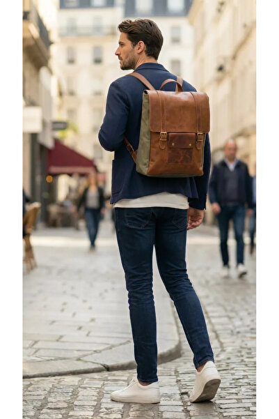 petra DERİ VE KANVAS SIRT ÇANTASI