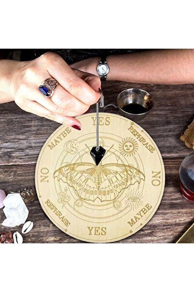 Market66 Ahşap Kelebek Resimli Kehanet Tahtası Spritüal Harf Tahmin Levhası A...