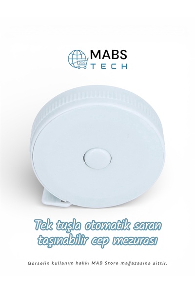 Mabs Tech 1. Kalite 150 Cm Otomatik Saran Plastik Mezura - 1 Adet Pastel Mavi