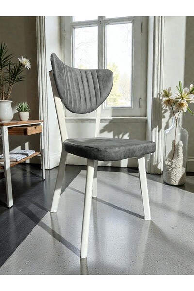 Sahra İNOVASYON EKONOMİK Elma Sandalye BEYAZ METAL - NUBUK KUMAŞ Mutfak-Bahçe...