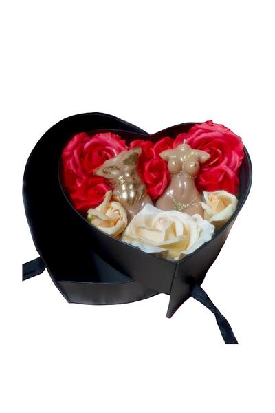 OEM Set de lumânări cu cutie dublă, special, negru și flori