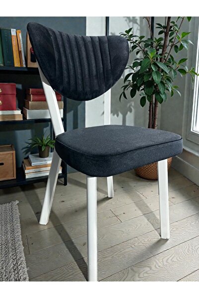 Sahra İNOVASYON Elma Sandalye Beyaz Metal ANTRASİT Kumaş Mutfak Yemek Odası B...