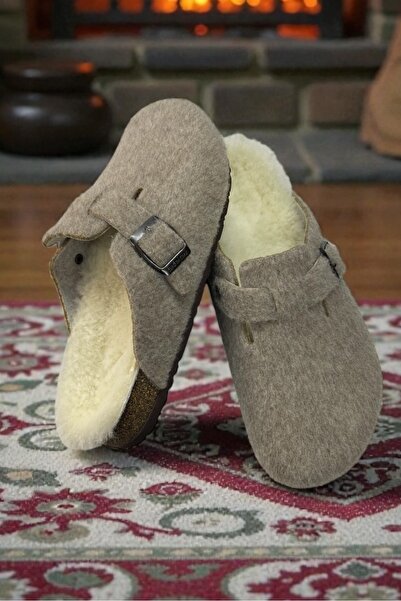 LAND OF CORK LC نعال منزلية من الفرو الطبيعي للجنسين مع دعم للقوس