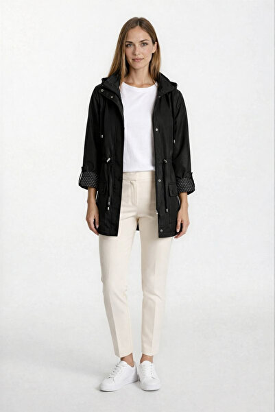 Spazio Christensen Kapüşonlu Çıtçıtlı Katlamalı Kol Kaban SİYAH