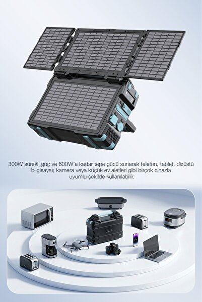 Kensa Entegre 30W Güneş Panelli 300W Taşınabilir Güç İstasyonu