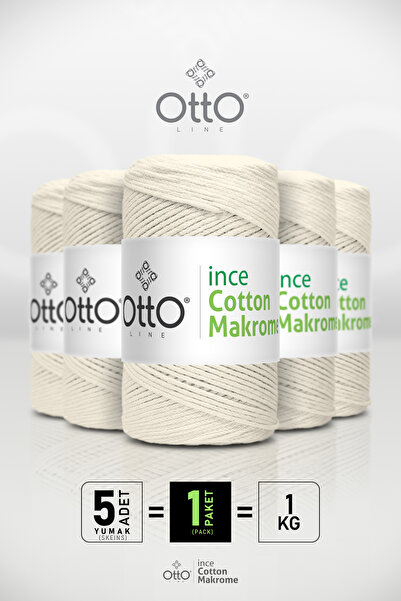 Otto Тонка бавовняна макраме - Екрю - Пакет з 5 штук - 2 мм/200 г/170 м - Бав...
