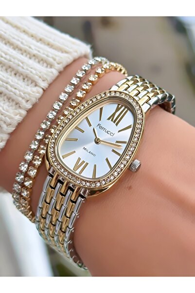Ferrucci ÇELİK KORDON YILAN MODEL KADIN KOL SAATİ 3 ATM SU GEÇİRMEZ 2 YIL MEK...