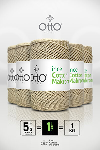 Otto Тонка бавовняна макраме - бежева - пакет з 5 штук - 2 мм/200 г/170 м - б...