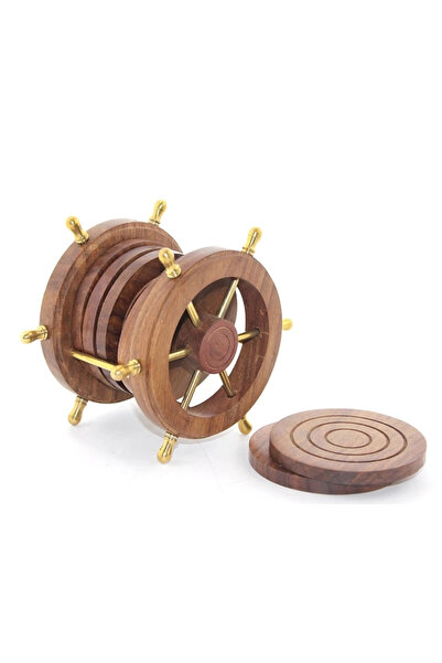 Kanonik Education Wooden coaster with brass rudder w720