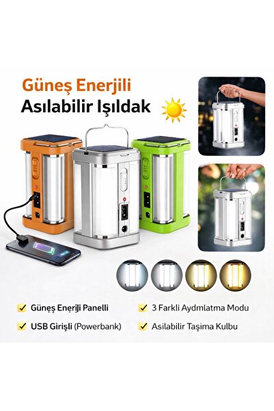 Genel Markalar Güneş Enerjili Asılabilir Şarjlı Işıldak-Tamirciler Kamp Işıld...