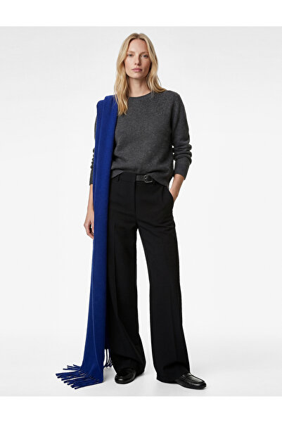 Koton Yarım Kemer Detaylı Pileli Cepli Geniş Paça Kumaş Pantolon