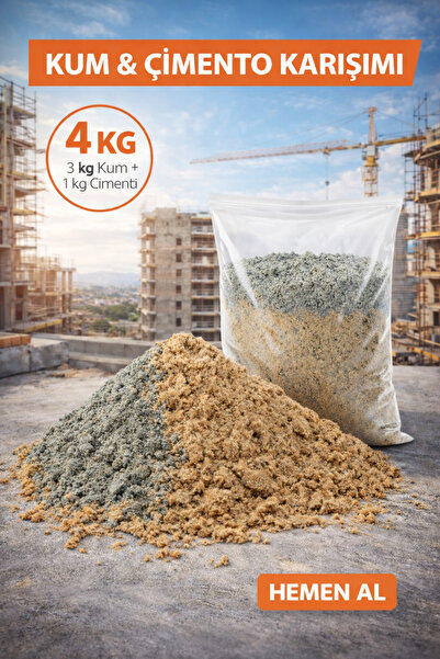 NVT YAPI İNŞAAT 3 kg Kum + 1 kg Çimento / İnşaat Tadilat Tamir Harcı Ve Beton...