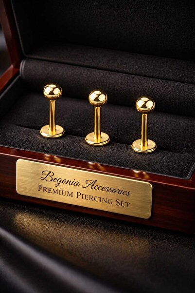 Takıparkxs 316L Cerrahi Çelik Gold 6mm Top Uçlu Labret Piercing 3’lü Set Unis...
