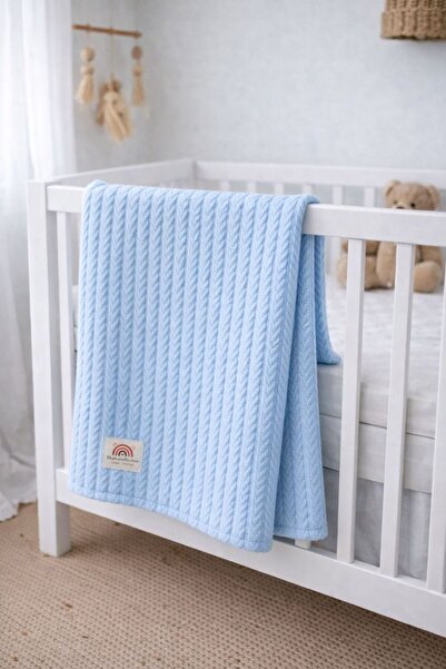 Fulya Tuhafiye Ftbabycollection Knitted Pattern Baby Pique Blanket, Cotton Ba...