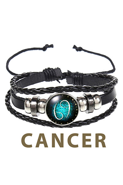 OEM Brățară din piele cu pandantiv zodiacal rac, unisex, reglabilă