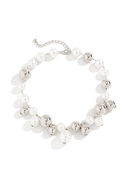 OEM Pearled Silver Bead Necklace, Adjustable Length, Lobster Clasp