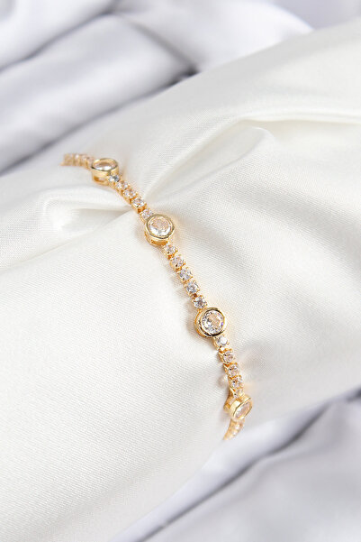 Skygo Brass Zircon Stone Circle Model Gold Color Elevator Women's Bracelet - ...