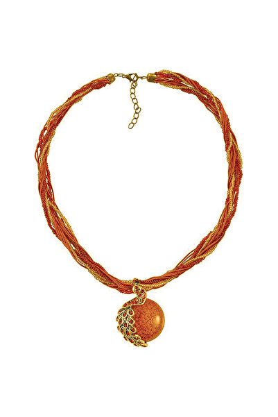 OEM Colier în stil boem cu pietre semiprețioase și pandantiv cu păun, lungime...