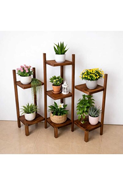 KOVANCI MARANGOZ DEDE DEKORATİF AHŞAP SAKSILIK SAKSI STANDI DÜZENLEYİCİ