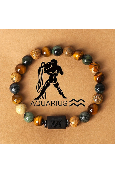 OEM Brățară Energetică cu Ametist și Gravură Zodiacală (Vărsător) - Unisex