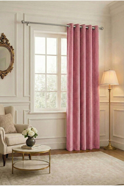 Bercem Home Perdele rustică cu textura catifea - roz pudrat - (o singură aripă)