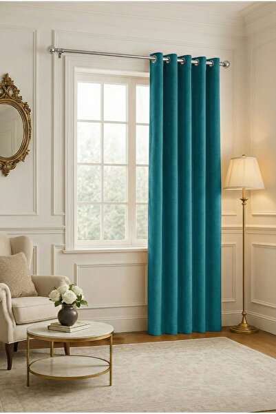 Bercem Home Штора з оксамитовою фактурою в стилі рустик - бірюзовий - (одност...