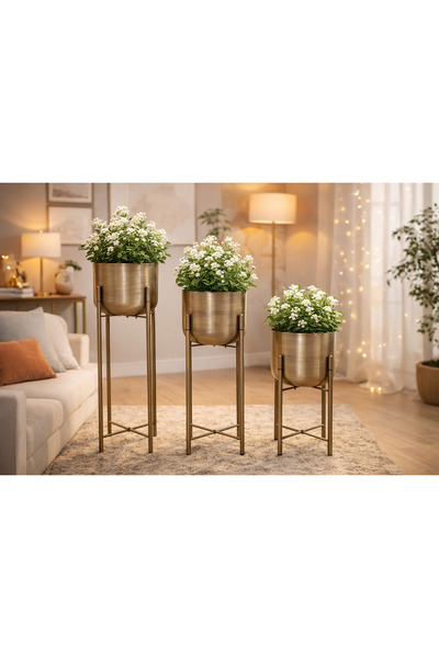 Valda 75-60-45 CM GOLD ESKİTME SAKSILIK ÇAP 25 CM