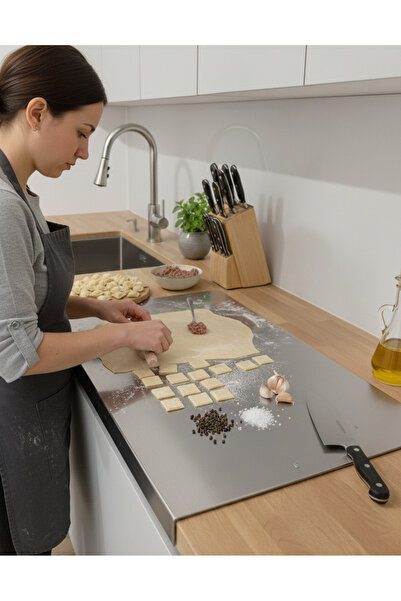 Stilorax 316 Paslanmaz Çelik & Titanyum Alaşımlı Tezgah Üstü Kesme Tahtası 50...