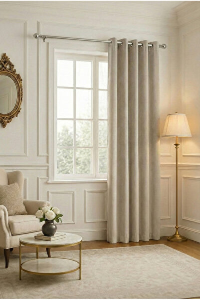 Bercem Home Perdele de fundal rustică cu textura catifea - nurcă - (un singur...