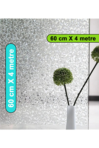 Örtücüm 60 Cm X 4 Metre Buzlu Statik Kumlama Cam Folyo Ev Ofis Duşakabin Dese...