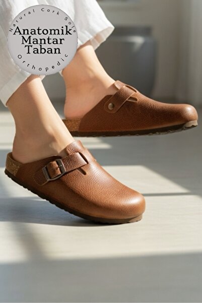 Land of Cork Unisex Kapalı Hakiki Deri Sabo Terlik – Anatomik & Doğal Mantar ...