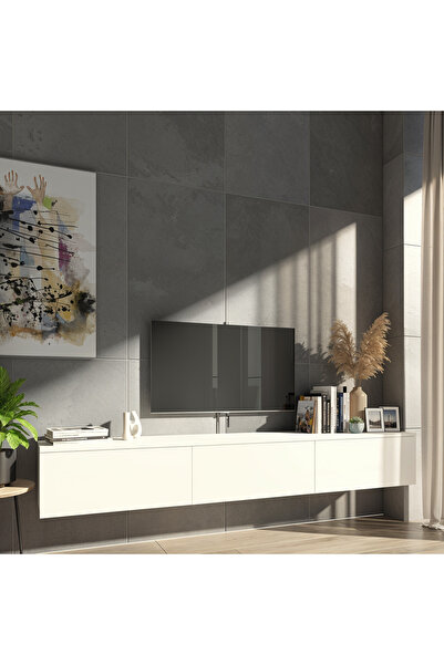 YETİ MOBİLYA Panti 180 Tv Sehpası Tv Ünitesi Çok Amaçlı Dolap Beyaz