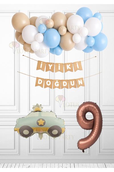 LOTUS PARTY Ρετρό Σετ Αυτοκινήτων Αστυνομίας Kraft Λευκό Κείμενο Χρόνια Πολλά...