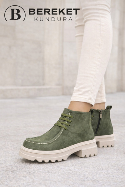 Endless 1127 Model Bereket Kundura Çok Rahat Kısa Haki Süet Bot