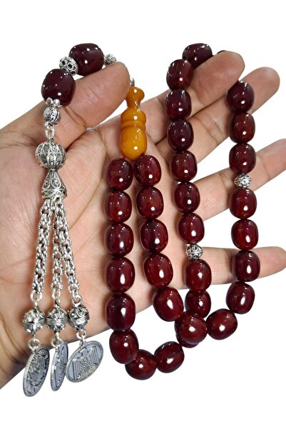 Cekke Tesbih سبحة أصلية من العنبر المضغوط مقاس 11*15 مم، مصقولة بالفرن، حبات ...