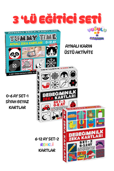 Diytoy Tummy Time Aynalı Karın Üstü Aktivite ve İlk Zeka Kartları Set-1 / Set...