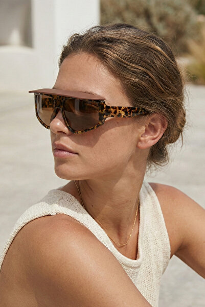 Kapin Siperli Spor Büyük Güneş Gözlüğü - Leopar